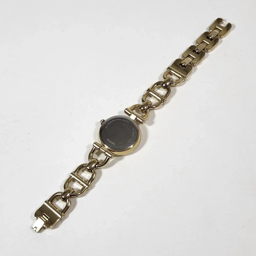 Fossil Olive Women's Watch New Battery Link Working Bracelet ES3349 Gold Tone